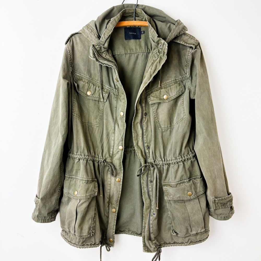 Aritzia Talula Trooper‎ Utility Jacket Women's Small Olive Green Hooded Military